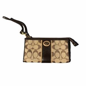 Classic C Coach Wristlet- Brown and Tan Combo